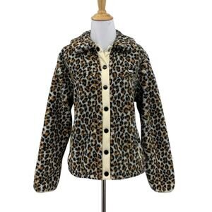 Levis Jacket Womens Extra Small Cheetah Comfort Zone Sherpa Snap Button Collared